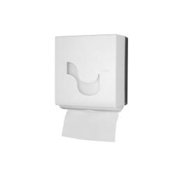 Omnia Labor megamini towel dispenser in white and gray plastic