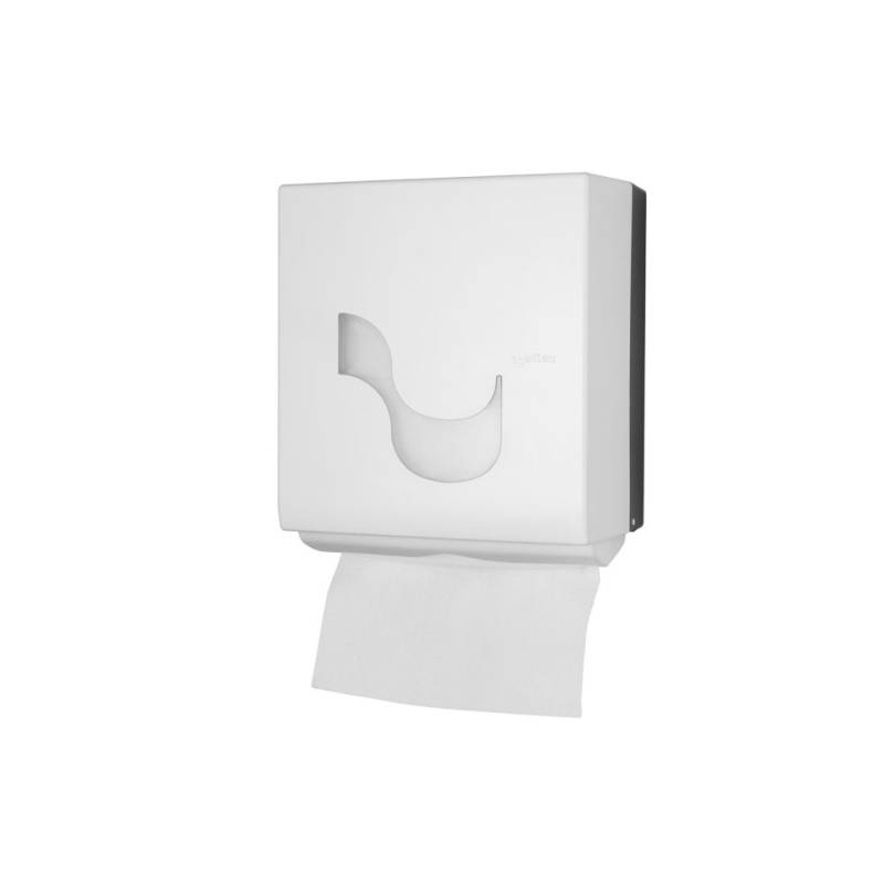 Omnia Labor megamini towel dispenser in white and gray plastic