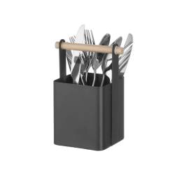 Hendi black steel cutlery holder