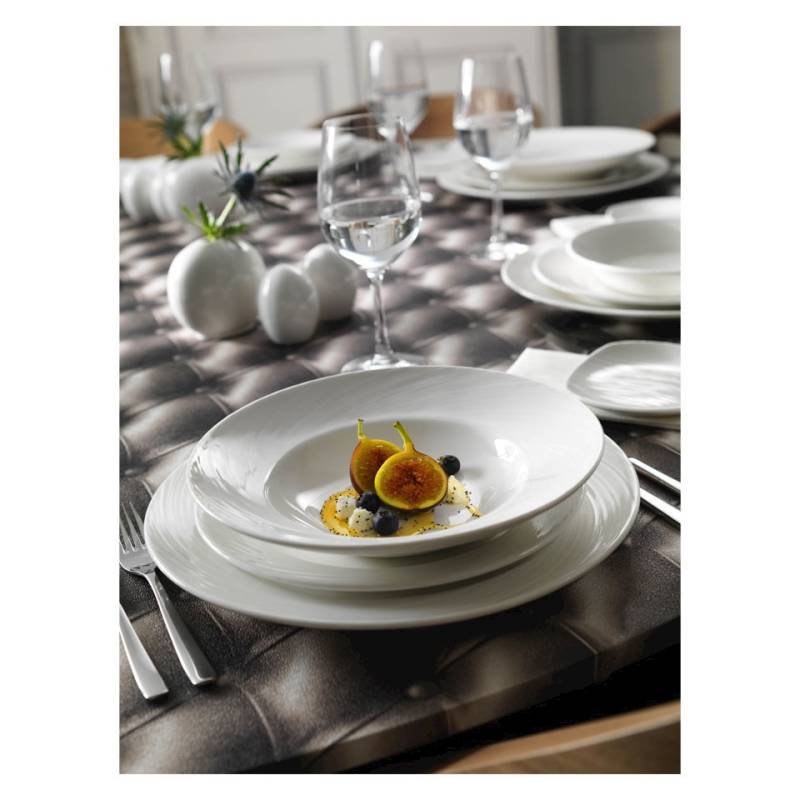 Piatto fondo Spyro Distinction Steelite in ceramica vetrificata bianca cm 23,5