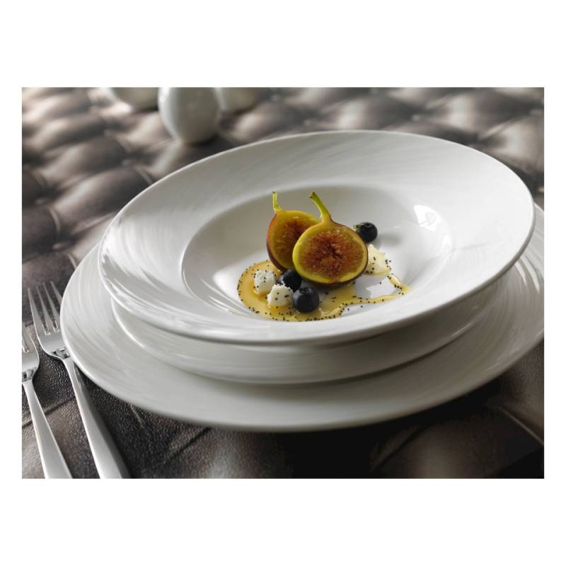 Piatto piano Spyro Distinction Steelite in ceramica vetrificata bianca cm 28