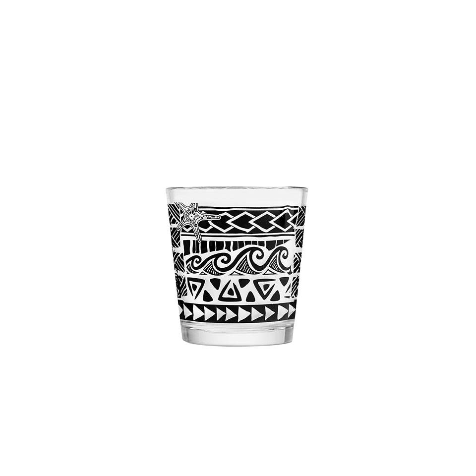 Bicchiere Kahiko Mai Tai in vetro con decoro nero cl 35,5