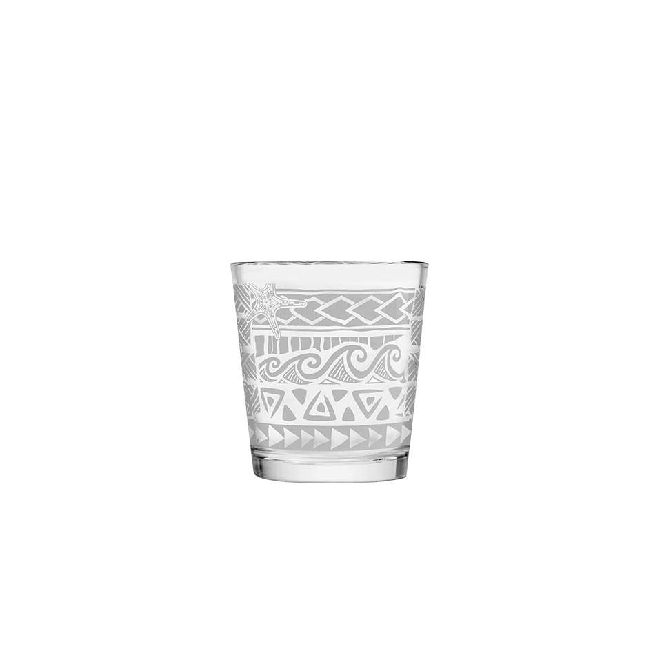 Bicchiere Kahiko Mai Tai in vetro con decoro bianco cl 35,5