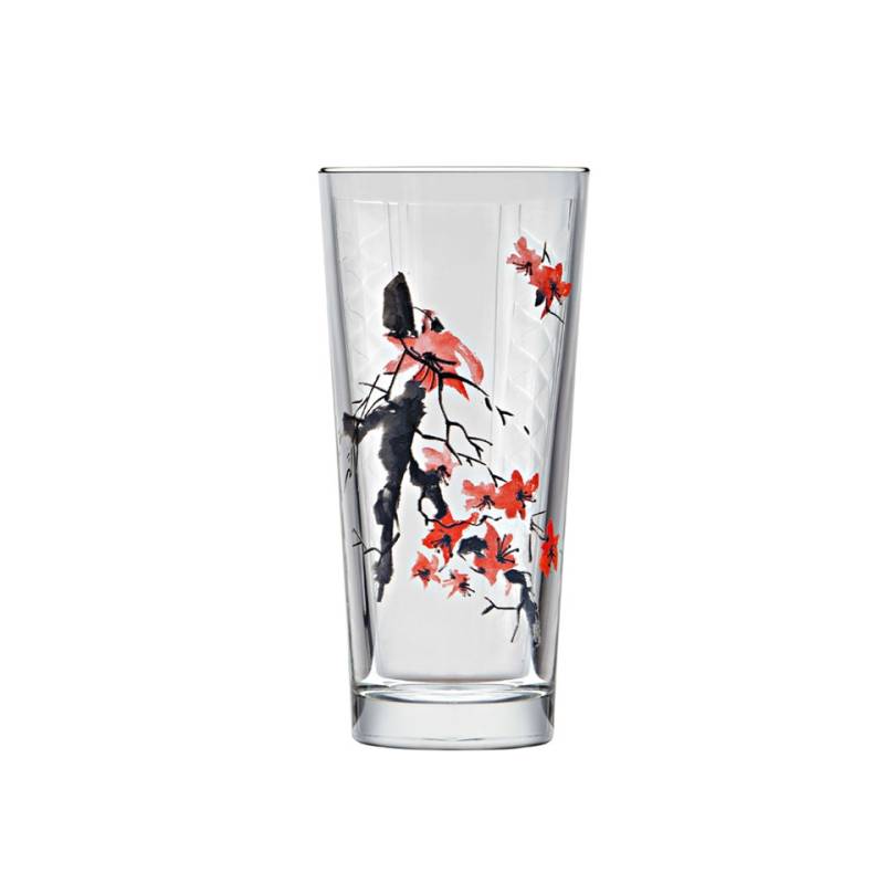 Niho Cherry Blossom hi-ball glass tumbler with cherry blossom decoration cl 36