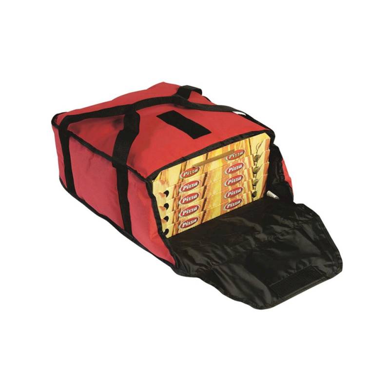 Red nylon pizza cooler bag 16.93x16.53x7.48 inch