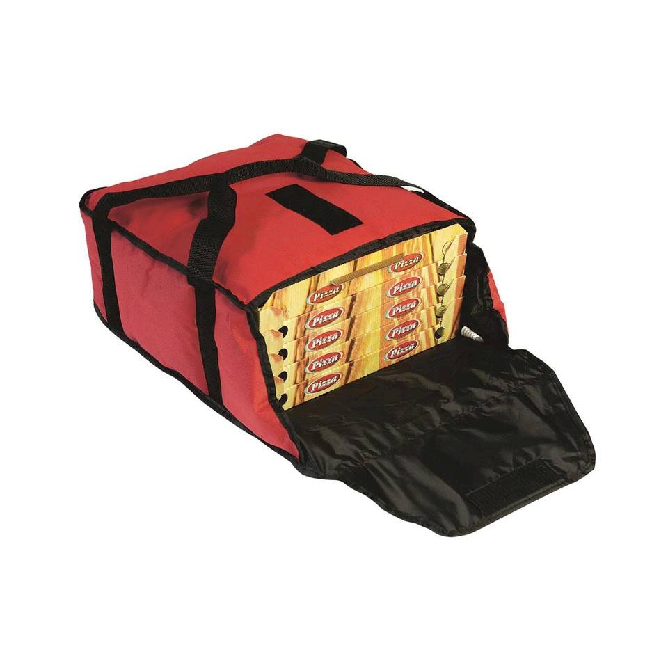Red nylon pizza cooler bag 14.17x14.17x6.70 inch
