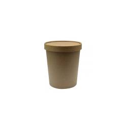 Brown paper Soupe container with lid 21.47 oz.