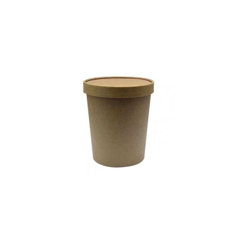 Brown paper Soupe container with lid 21.47 oz.