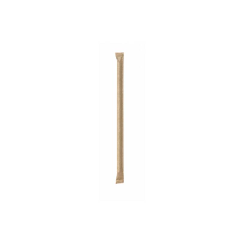 Biodegradable brown paper mono-bagged straws 5.51x0.23 inch