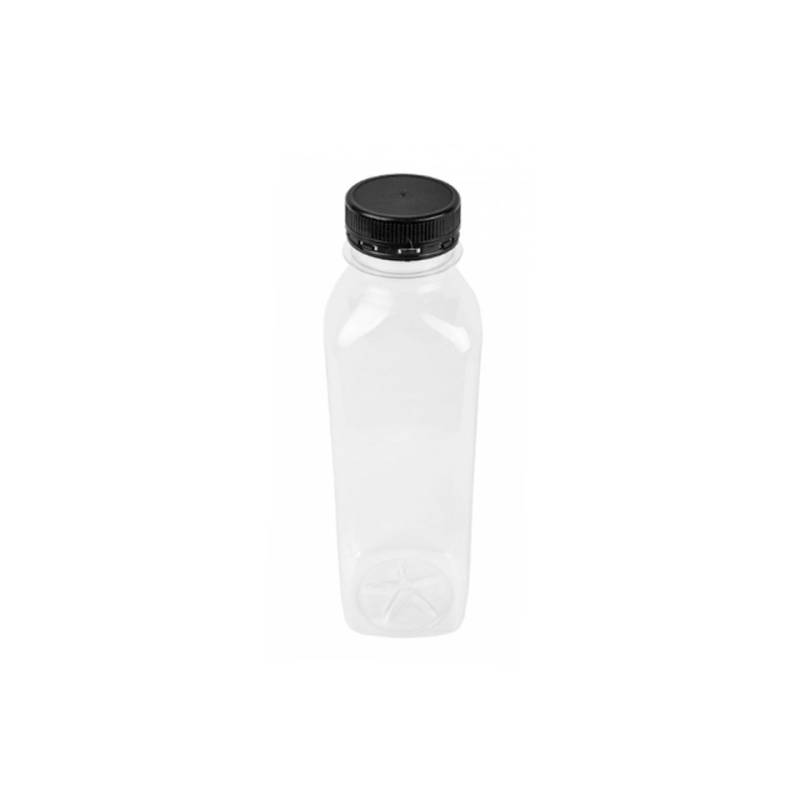 Transparent pet bottles with black cap 16.90 oz.