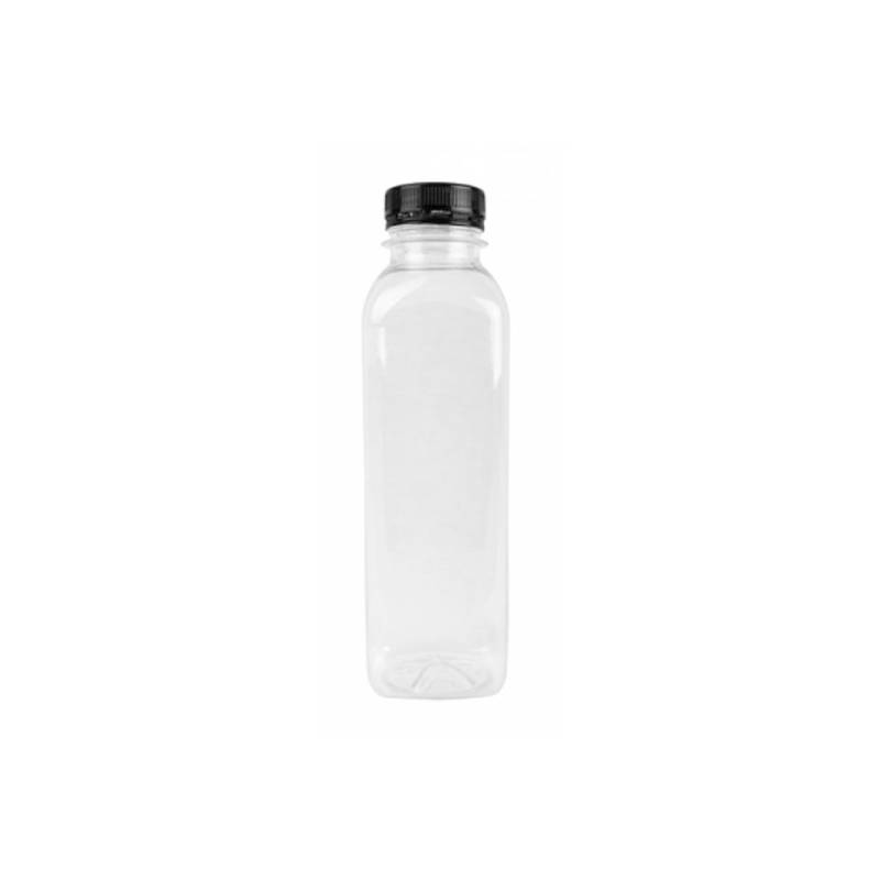 Transparent pet bottles with black cap 16.90 oz.