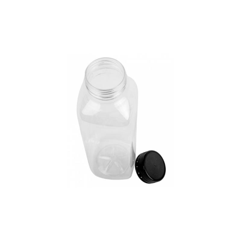 Transparent pet bottles with black cap 16.90 oz.