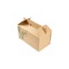 Brown cardboard take-away box with decoration 9.64x5.31x4.72 inch