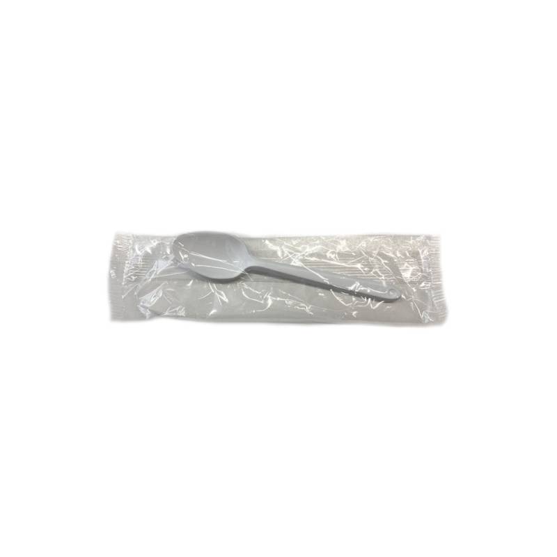 Cucchiaino mono imbustato in plastica bianca cm 12,5 