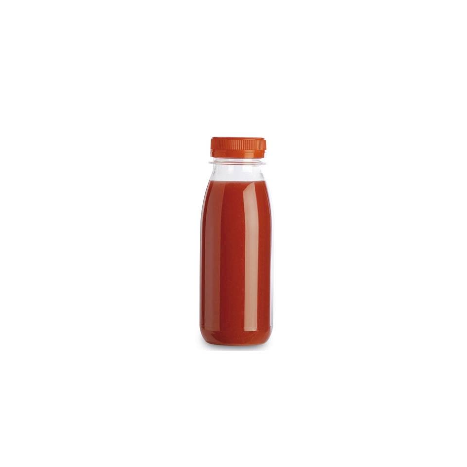 Servipack transparent pet bottle with orange cap 8.45 oz.
