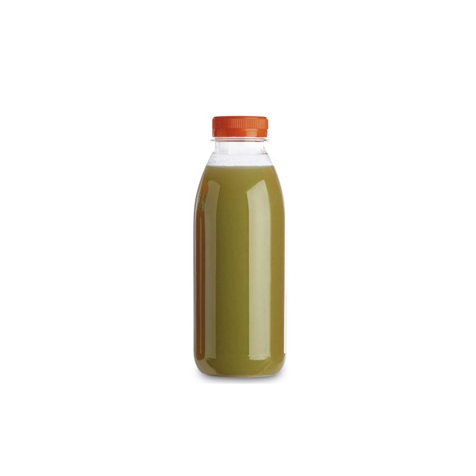 Servipack transparent pet bottle with orange cap 11.15 oz.