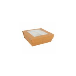Brown paper container with window lid 5.90x5.90x1.96 inch
