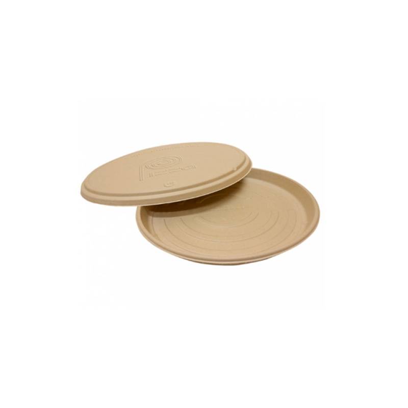 Natural bagasse lid for Bionic pizza plate 14.33 inch