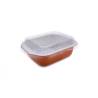 Rectangular brown aluminium tray with transparent lid 6.18x4.88x1.57 inch