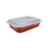 Rectangular brown aluminium tray with transparent lid 9.29x7.28x1.77 inch