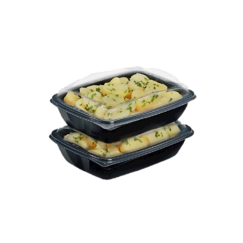 Deliverypack black polypropylene container with transparent lid 7.67x5.70 inch