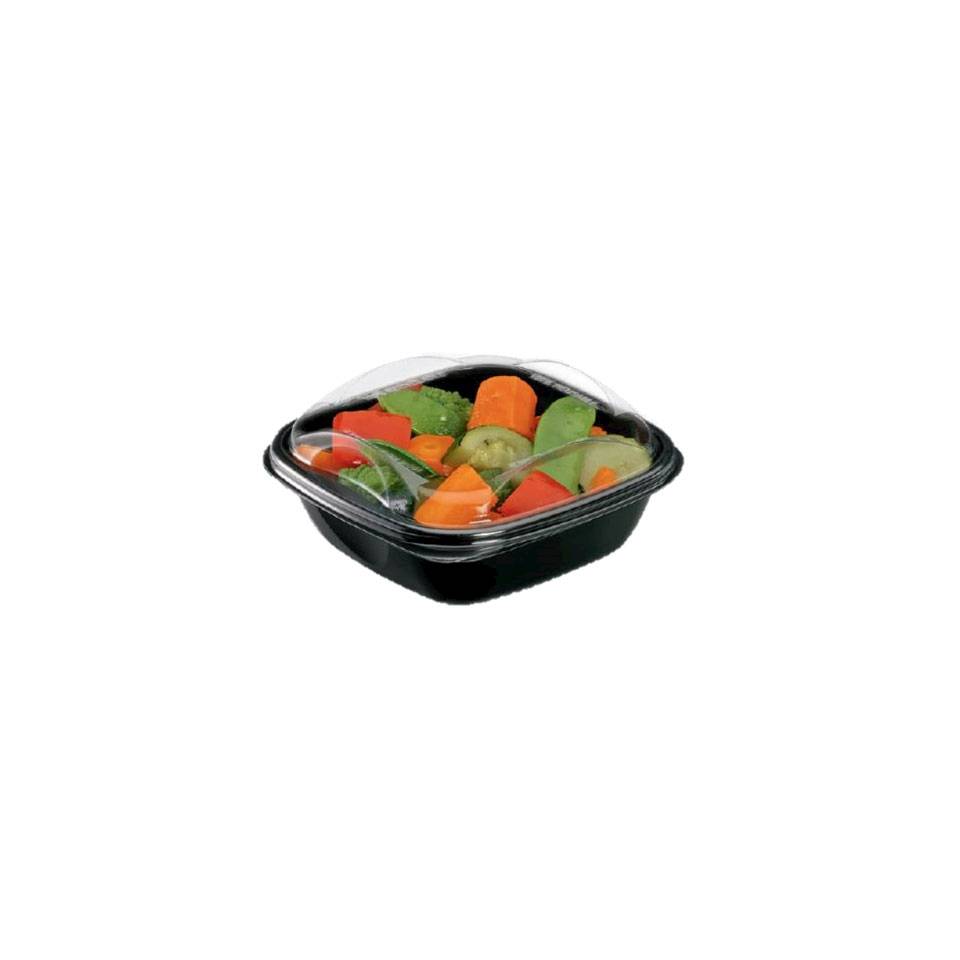 Deliverypack black polypropylene container with transparent lid 5.70x5.70 inch