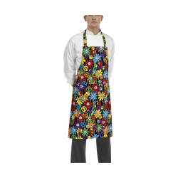 Peace and Love Egochef 100% cotton apron with pocket and bib 35.43x27.56 inch