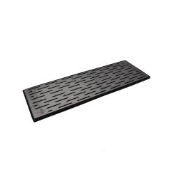 Black rubber bar mat with steel grill 23.62x7.87 inch