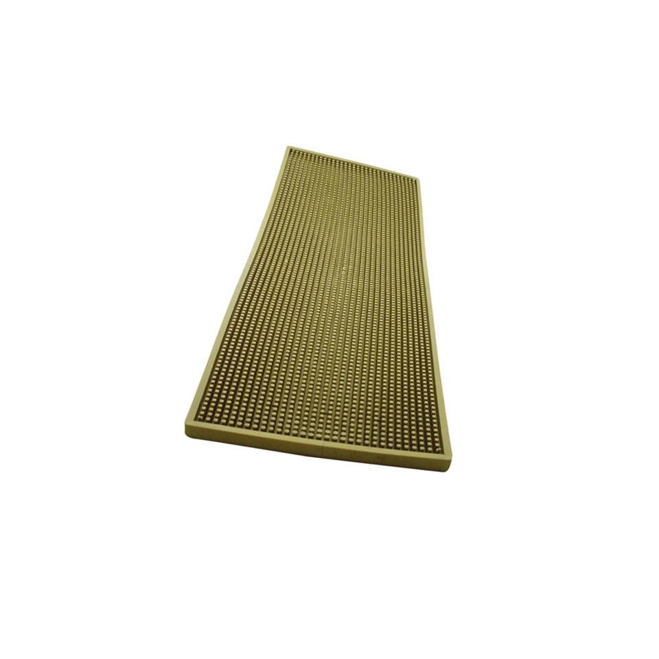 Gold rubber bar mat with steel grill 23.62x7.87 inch