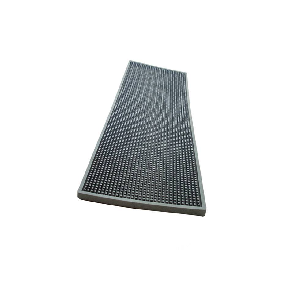 Silver rubber bar mat with steel grill 23.62x7.87 inch