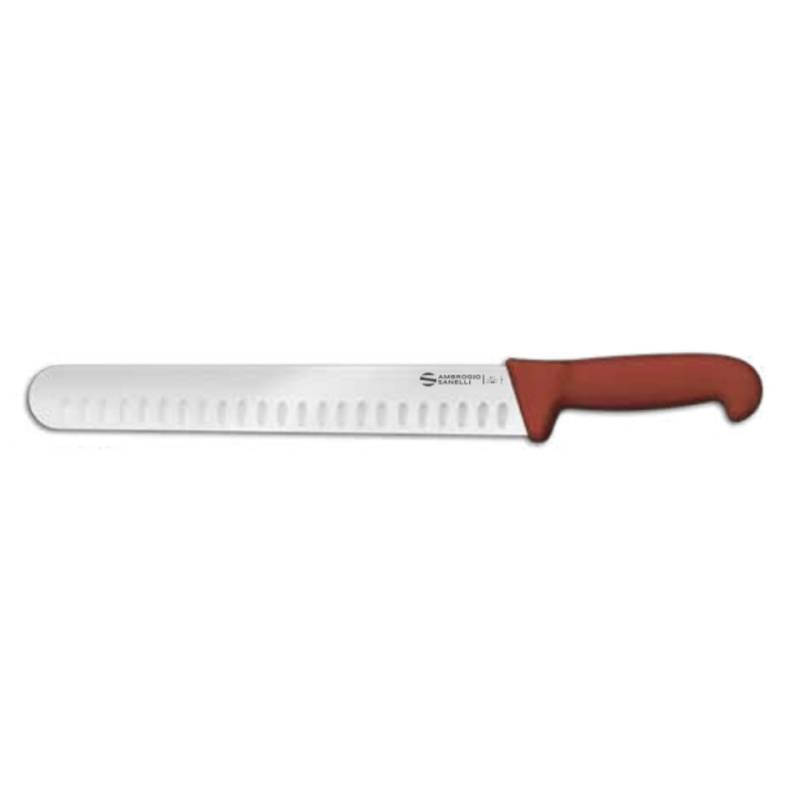 Coltello BBQ affettare olivato Sanelli Ambrogio in acciaio con manico in pp marrone cm 28