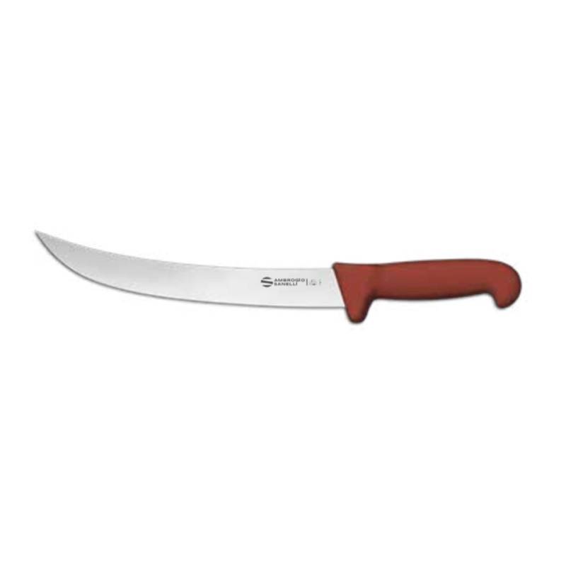 Coltello BBQ scimitarra stretta Sanelli Ambrogio in acciaio con manico in pp marrone cm 26