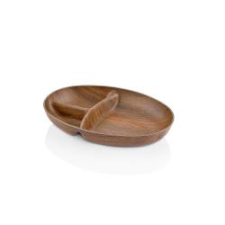 Wood effect ps 3 compartment tray cm 24x17x4