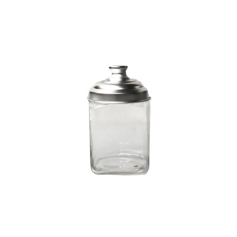 Square glass jar with aluminum cap 0.26 gal