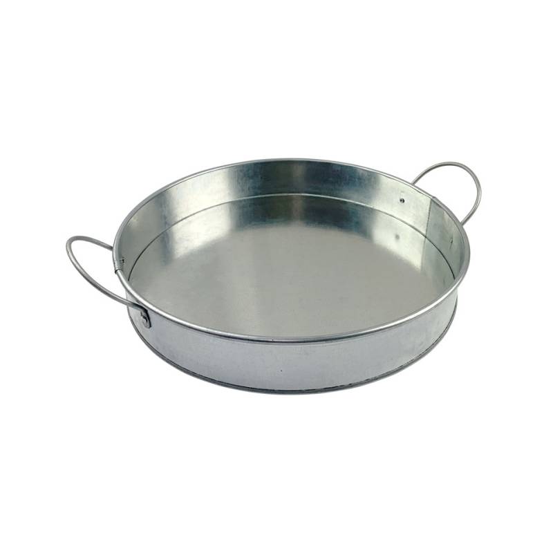 Round galvanized tin 2 handles tray 12.20x2.08 inch