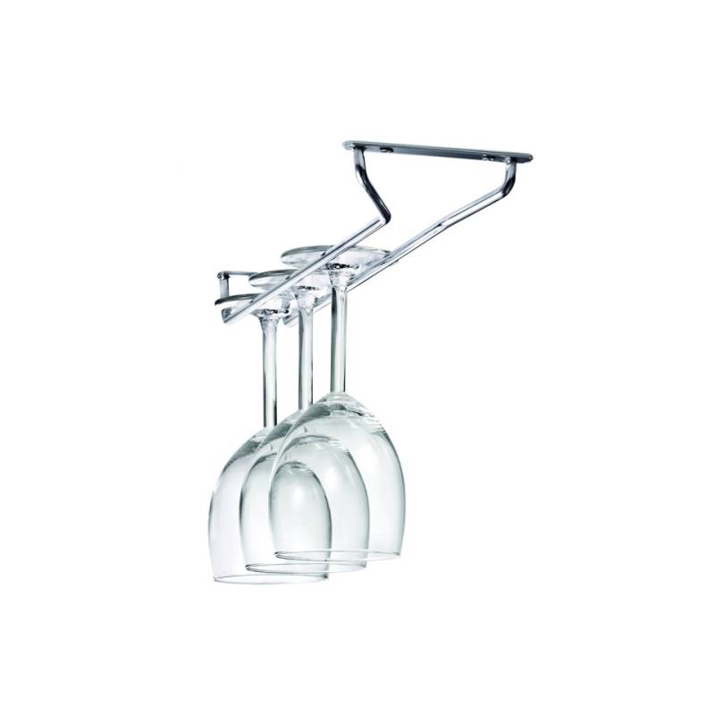 Chrome-plated steel hanging glass rack