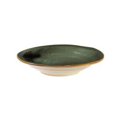 Mediterranean green ceramic coupe plate 9.44 inch