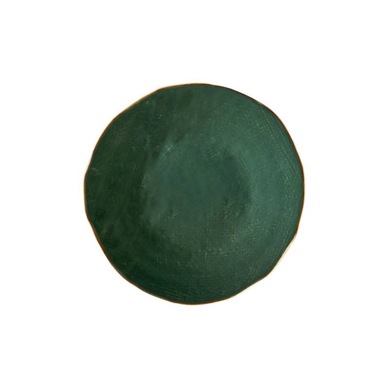 Mediterranean green ceramic flat plate 7.87 inch