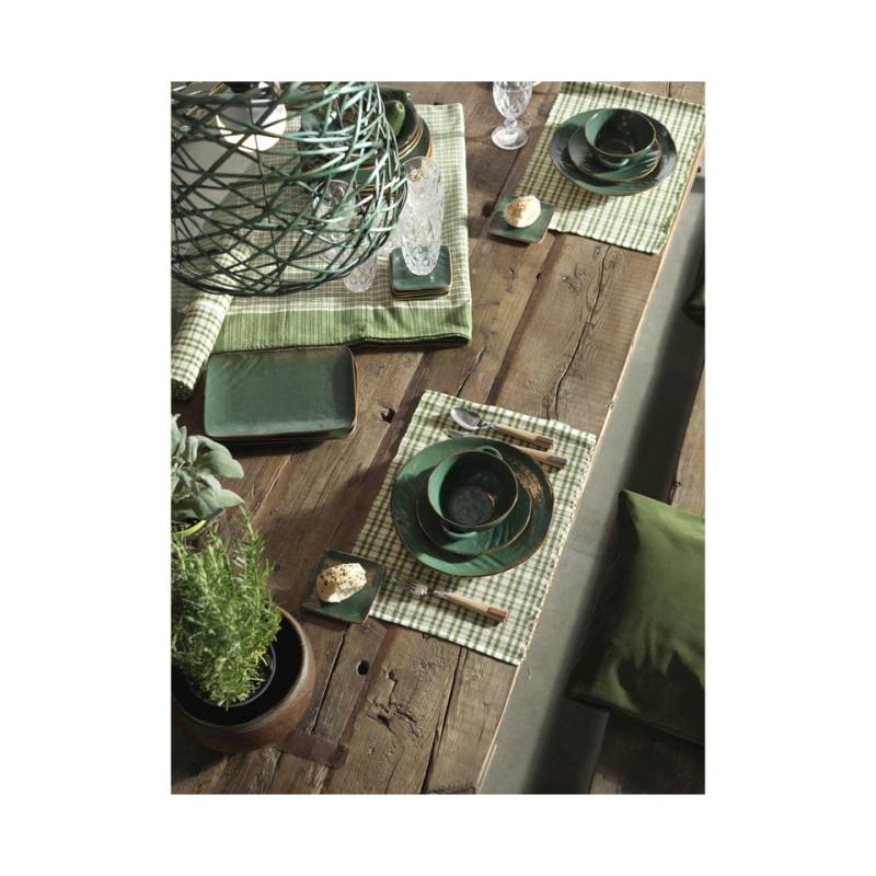 Mediterranean green ceramic flat plate 7.87 inch