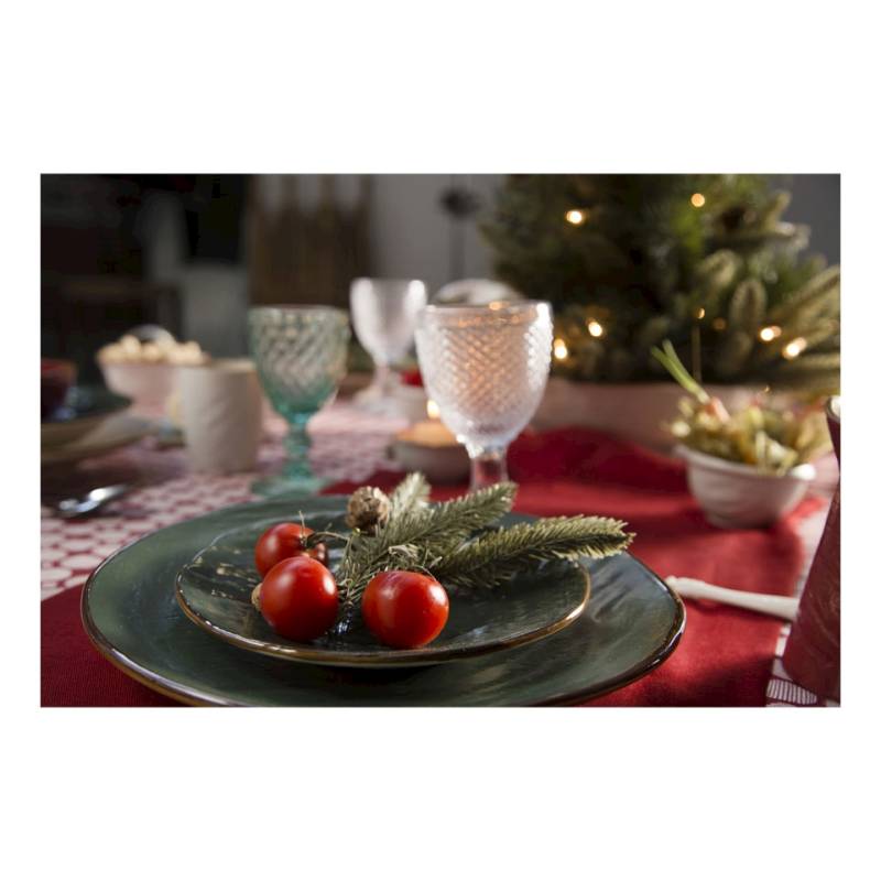 Flacher Mediterraneo Novità Home Teller aus grüner Keramik 20 cm