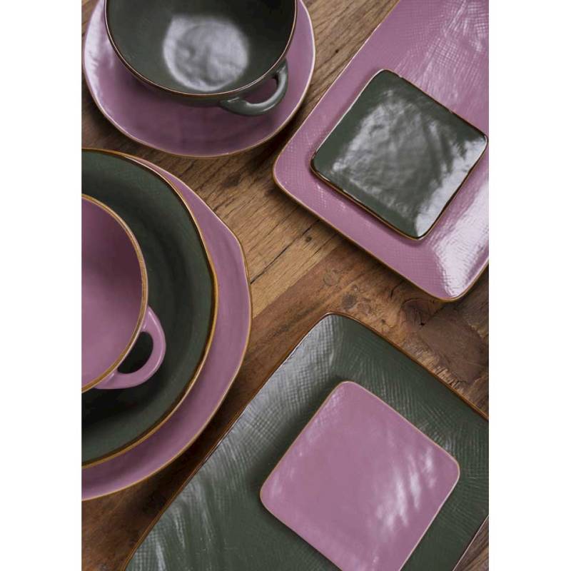 Mediterranean green ceramic flat plate 7.87 inch