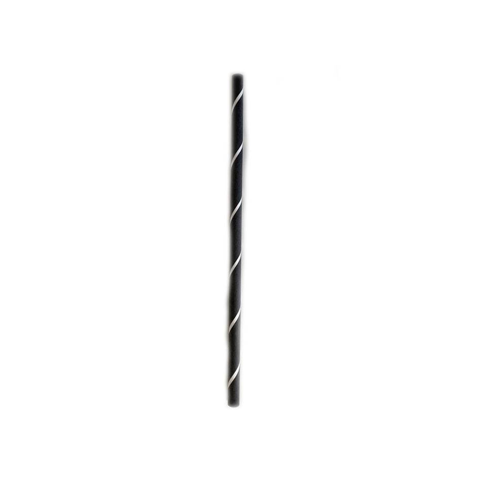 Biodegradable black paper with white spiral straw 7.87x0.23 inch