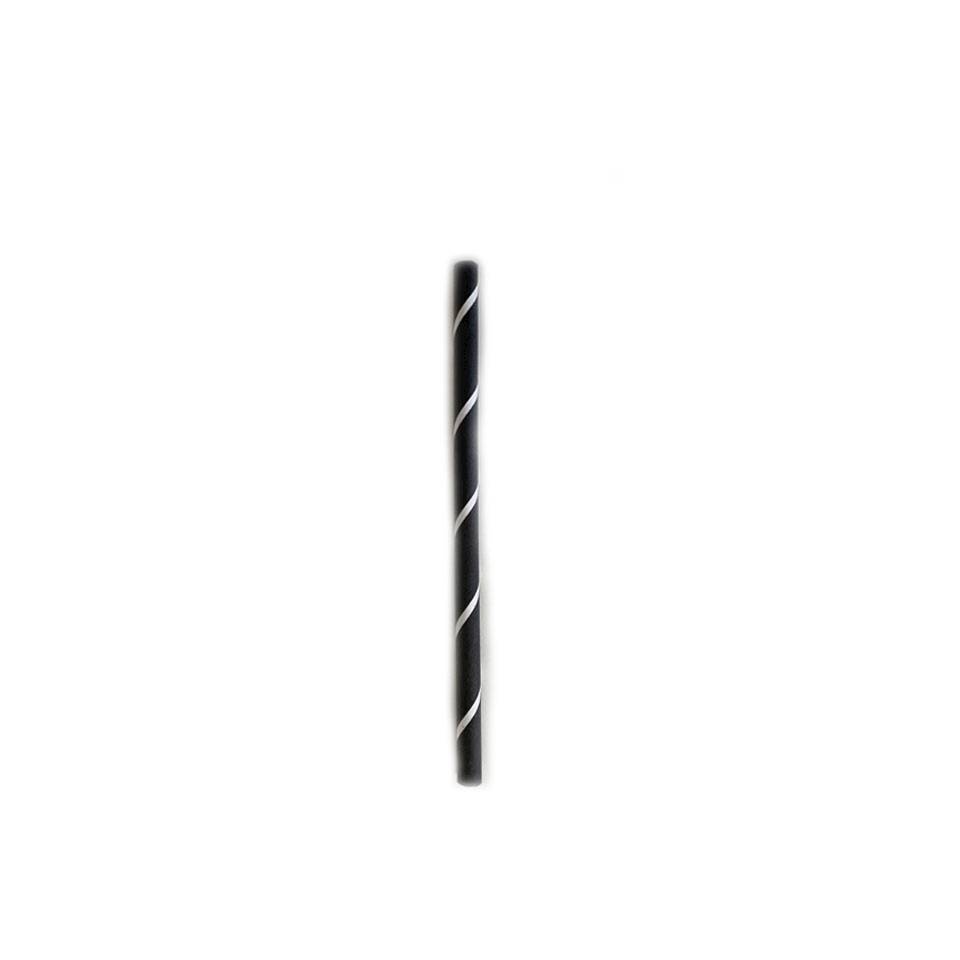 Biodegradable black paper with white spiral straw 5.70x0.23 inch