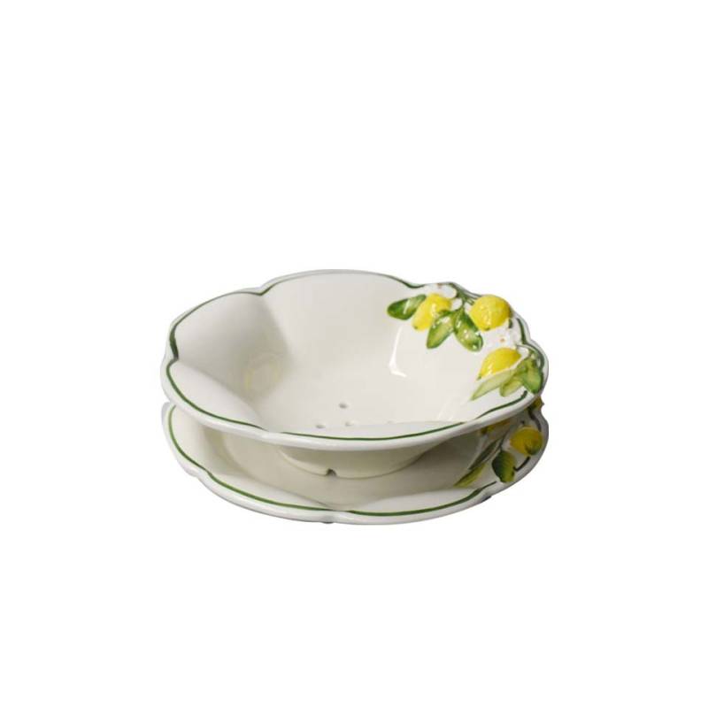 Lemon fruit washing bowl with hand painted ceramic plate cm 29