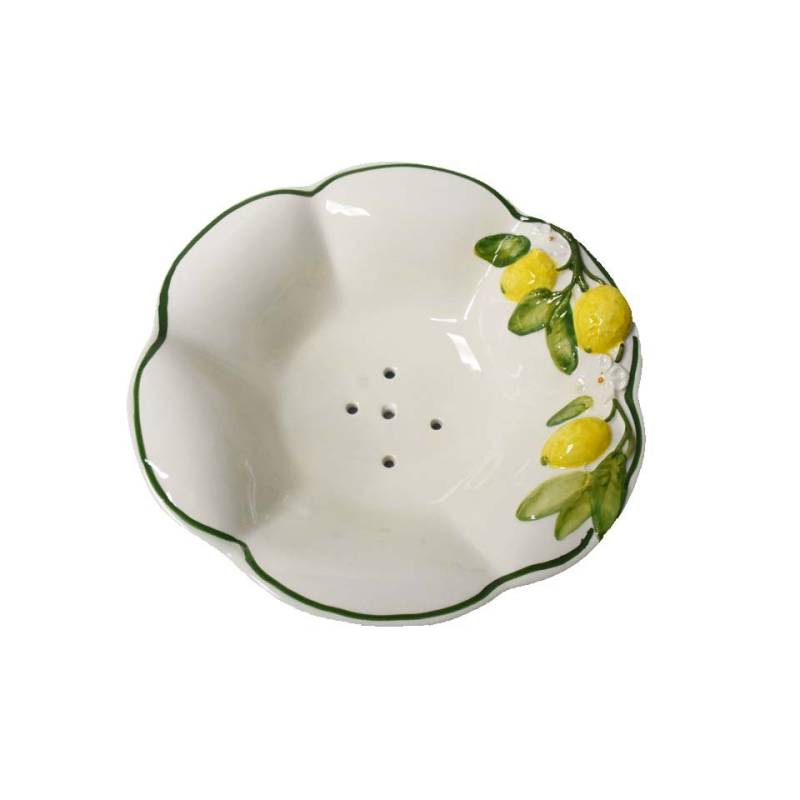 Bowl lavafrutta Limoni con piatto in ceramica dipinta a mano cm 29