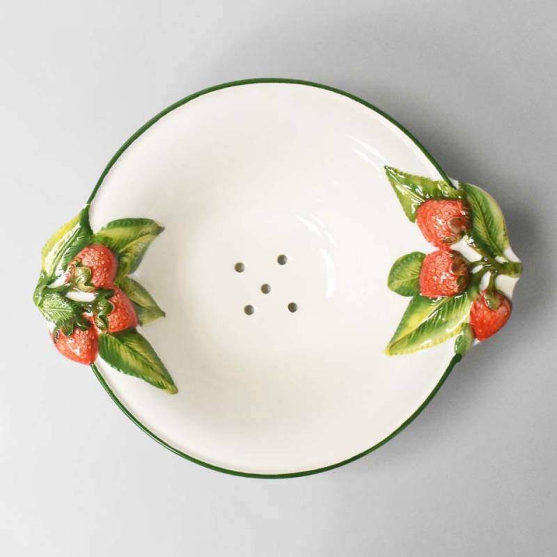 Hand painted Strawberries bowl with ceramic plate 10.23 inch