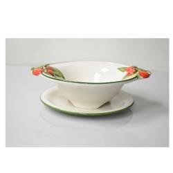Hand painted Strawberries bowl with ceramic plate 10.23 inch