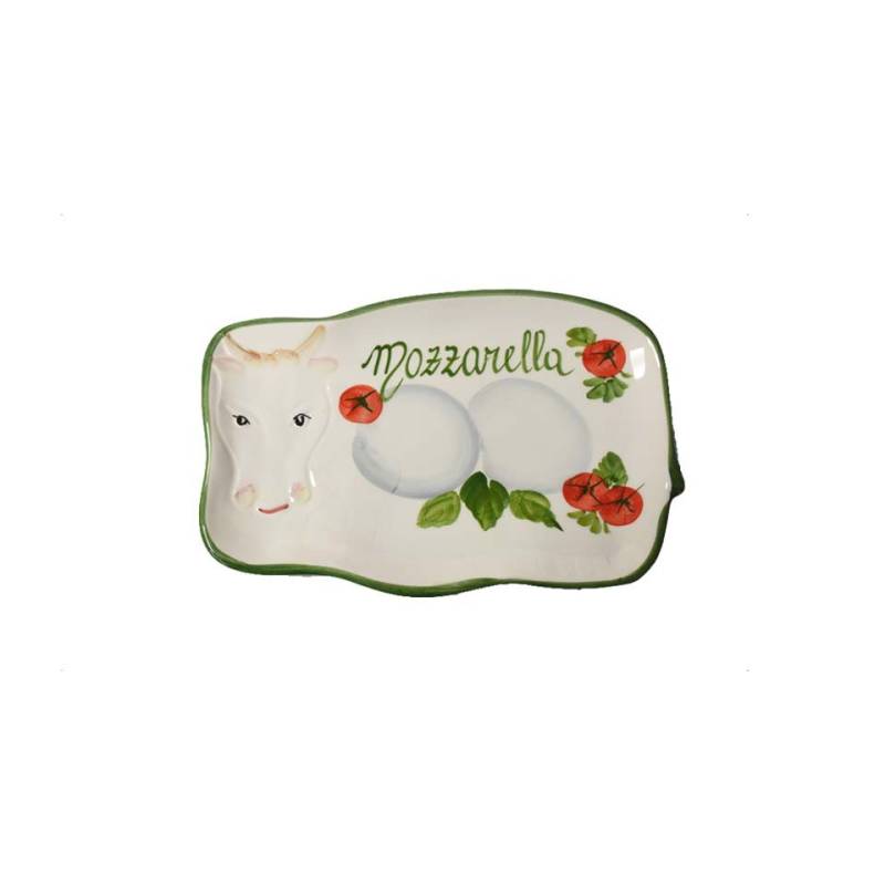 Hand painted ceramic Mozzarella tray 25x16 cm