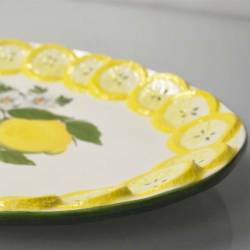 Hand painted ceramic oval tray Lemons cm 47x33