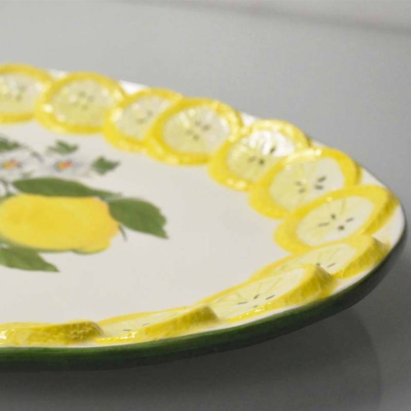 Vassoio ovale Limoni in ceramica dipinta a mano cm 47x33